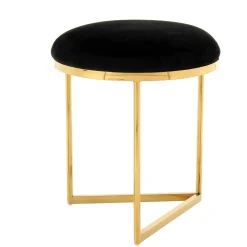 Wohnen Barhocker|Hocker*Hocker in Schwarz Samt & Gold Edelstahl - Hulius