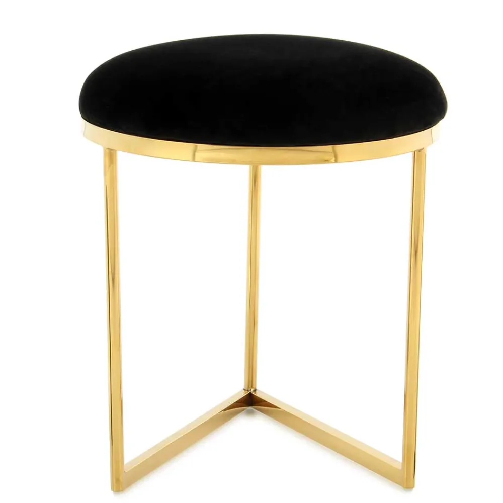 Wohnen Barhocker|Hocker*Hocker in Schwarz Samt & Gold Edelstahl - Hulius