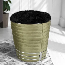 Wohnen Hocker in Schwarz und Oliv Grün und Silber - Egeta