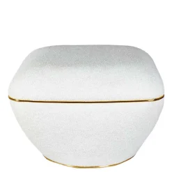 Wohnen Hocker in Weiß Webplüsch mit Gold - Tandrea