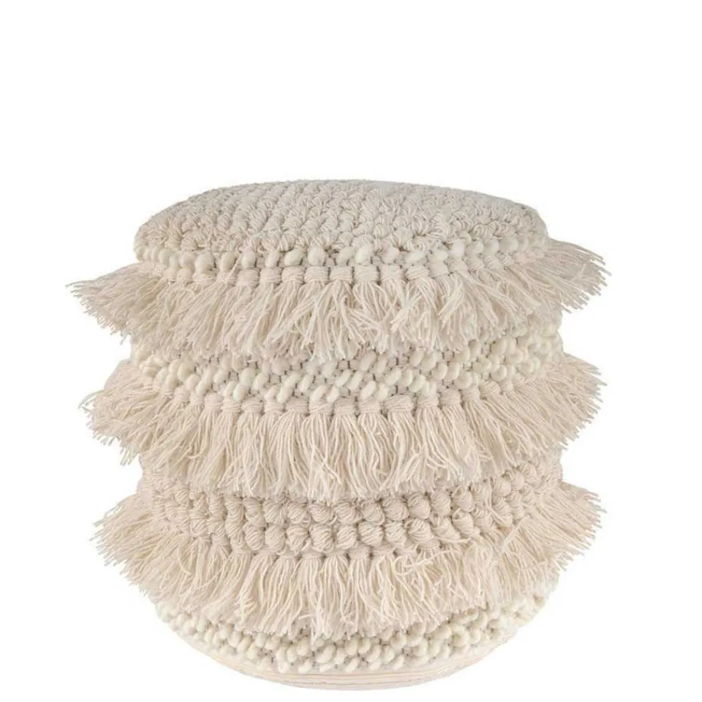 Wohnen Hocker mit Troddeln in Cremeweiß - Amazing