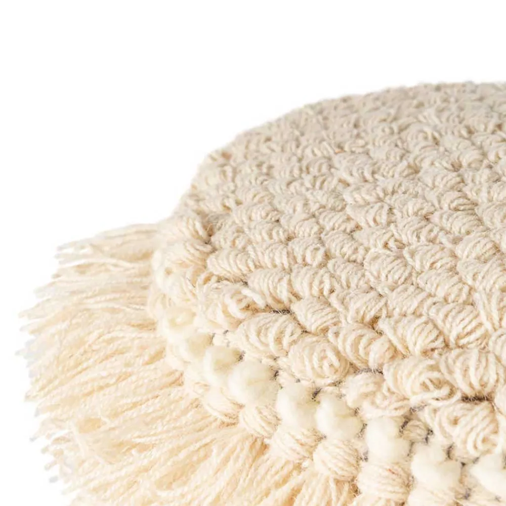 Wohnen Hocker mit Troddeln in Cremeweiß - Amazing