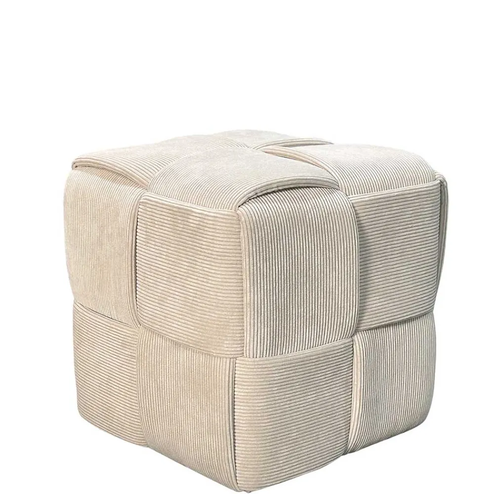 Wohnen Hocker Pouf in Beige Cordbezug - Salvita III