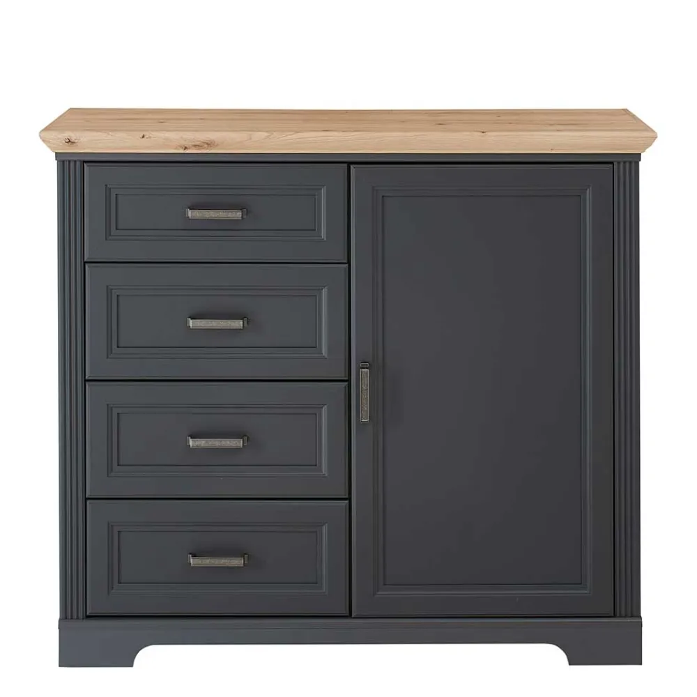 Wohnen Graue Möbel|Landhausmöbel*Hohe Kombi-Kommode in Dunkelgrau - Joe