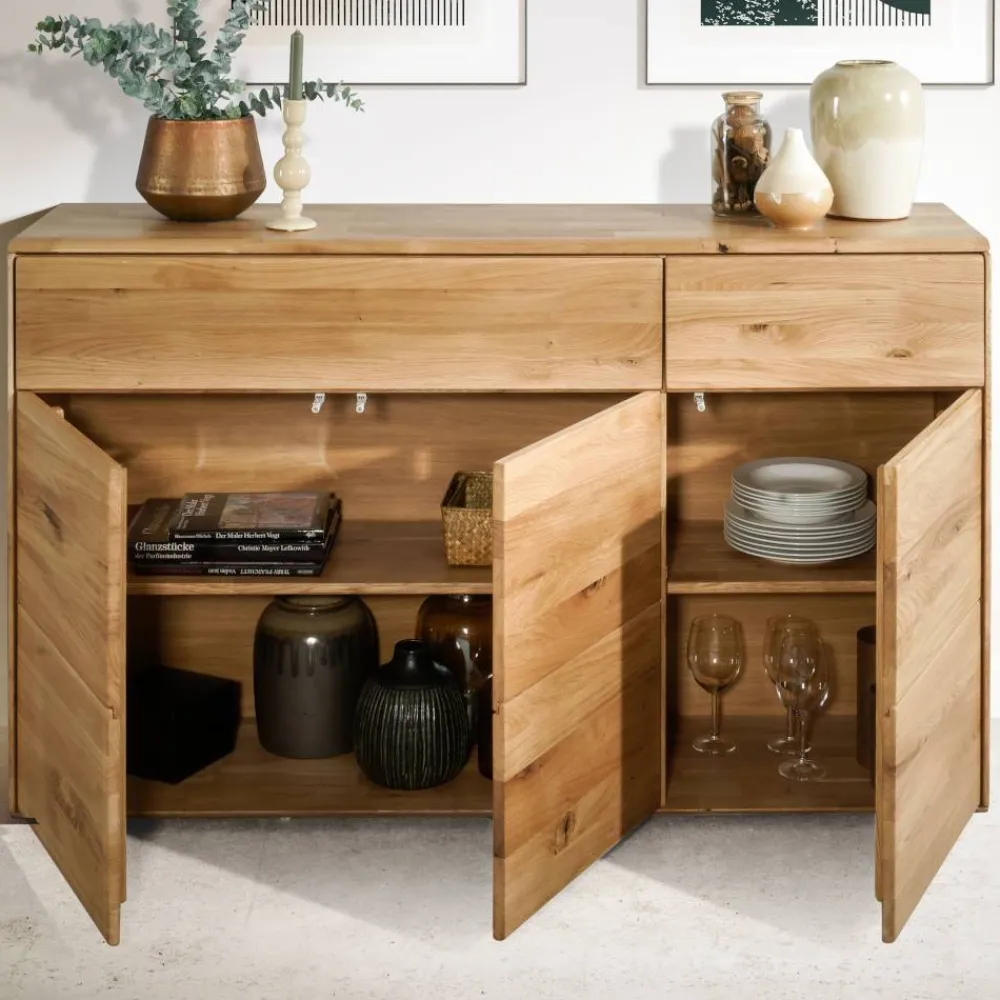 Wohnen Hohe Kommode aus Wildeiche Massivholz - Feanor