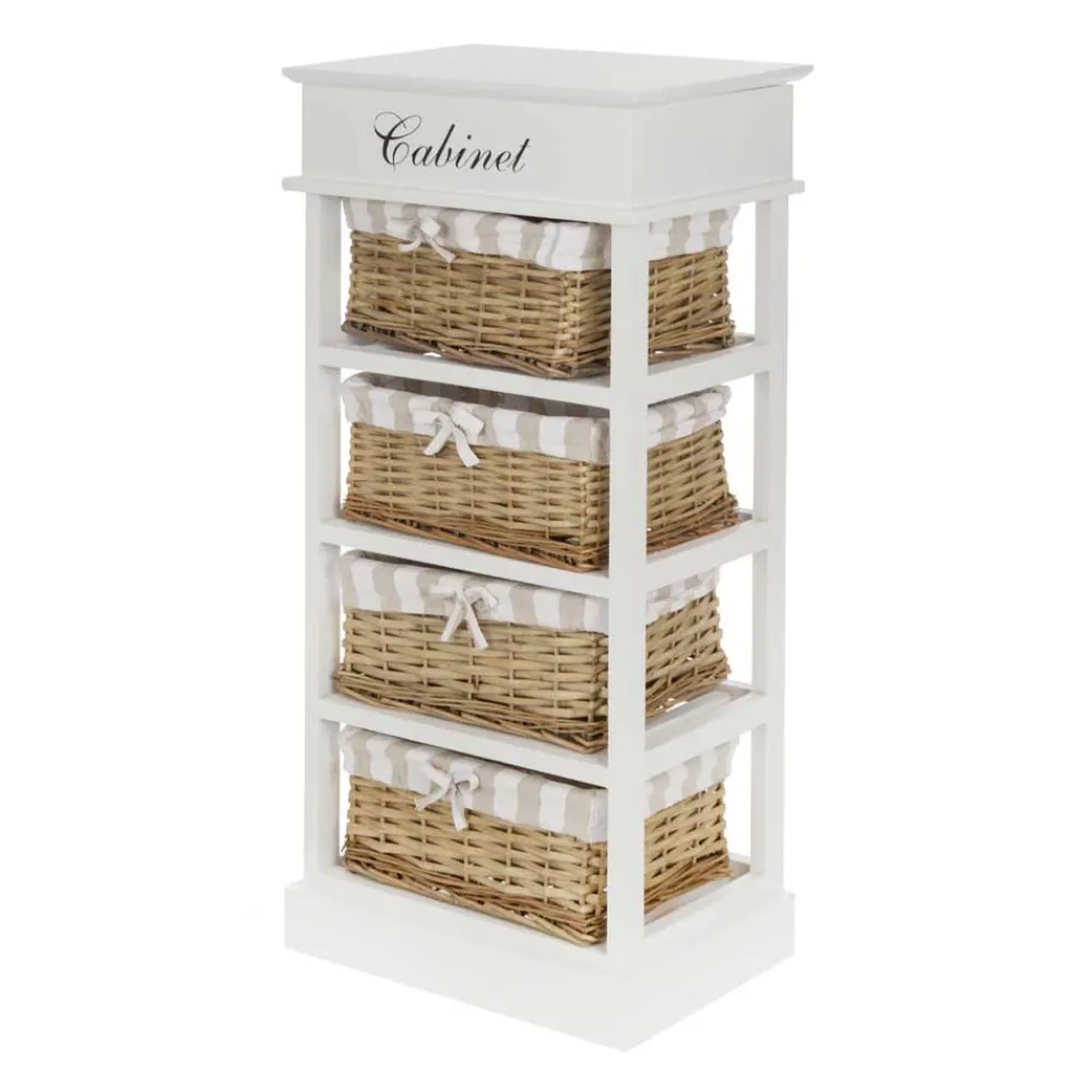 Wohnen Landhausmöbel|Kommoden*Hohe Kommode Efate mit Körben