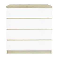 Wohnen Skandinavische Möbel|Sideboards & Kommoden*Hohe Kommode in Weiß Hochglanz & Natur - Finnca