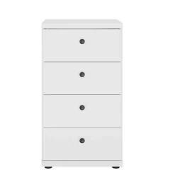 Wohnen Weiße Möbel|Landhausmöbel*Hohe Kommode mit vier Schubladen - Flinn