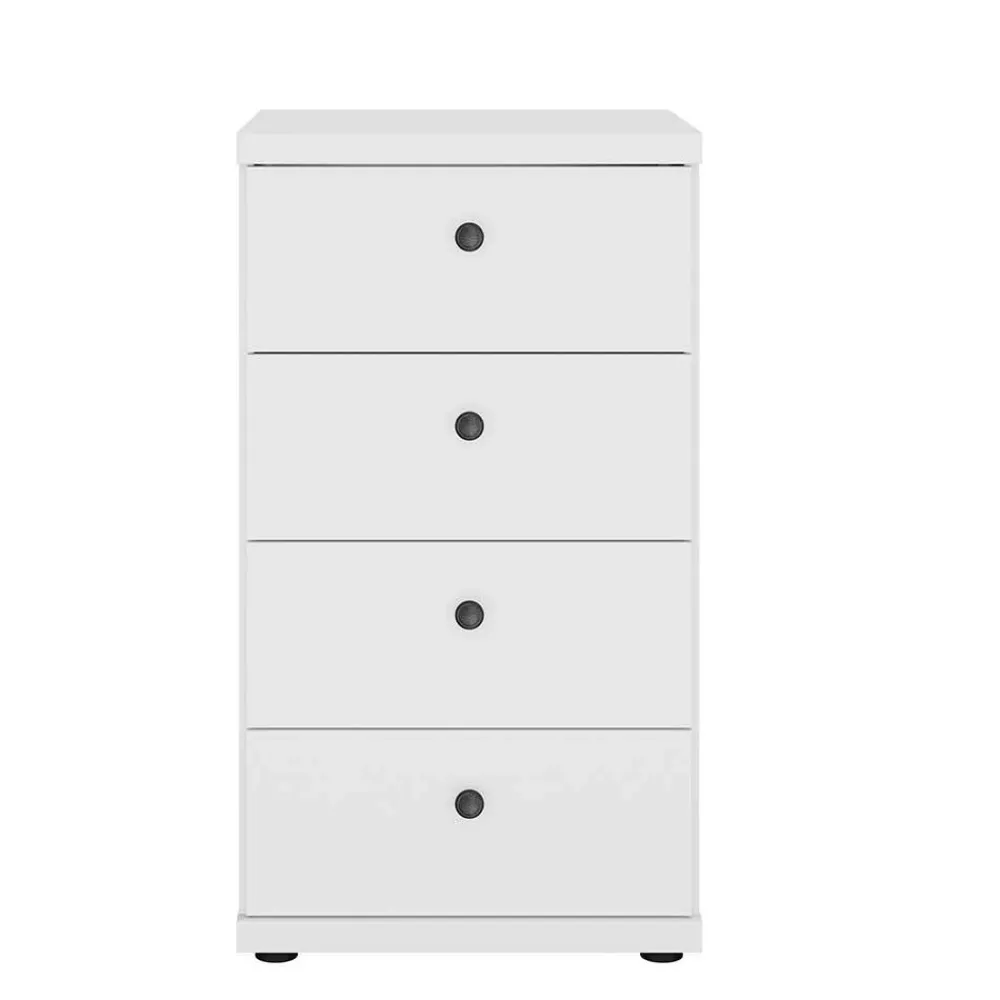 Wohnen Weiße Möbel|Landhausmöbel*Hohe Kommode mit vier Schubladen - Flinn