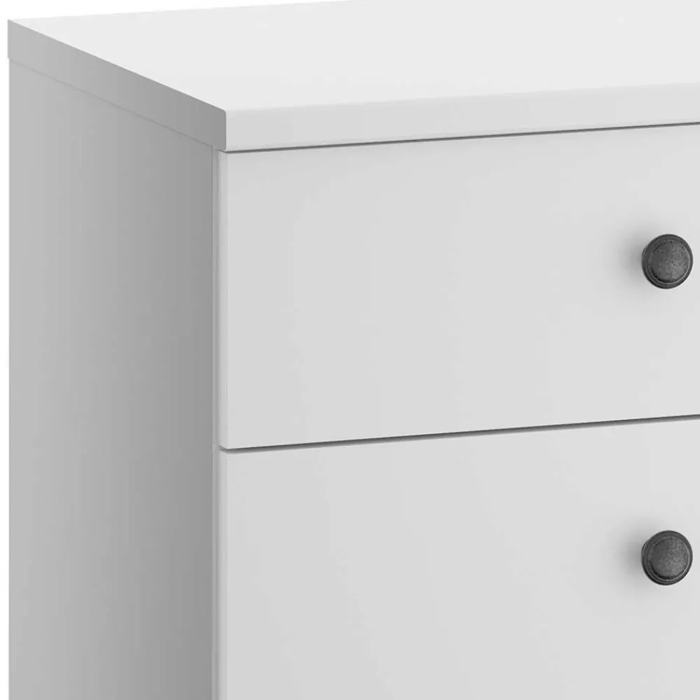 Wohnen Weiße Möbel|Landhausmöbel*Hohe Kommode mit vier Schubladen - Flinn