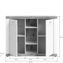 Wohnen Hohe Kommode mit zwei Türen & drei Fächern - Hihat