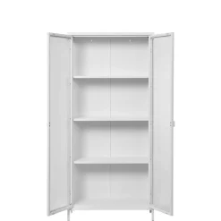 Wohnen Vitrinen|Wohnzimmer-Vitrinen*Hohe Vitrine aus Stahl in Weiß - Sancrez