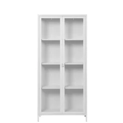 Wohnen Vitrinen|Wohnzimmer-Vitrinen*Hohe Vitrine aus Stahl in Weiß - Sancrez