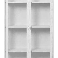 Wohnen Vitrinen|Wohnzimmer-Vitrinen*Hohe Vitrine aus Stahl in Weiß - Sancrez