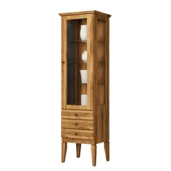 Wohnen Massivholzmöbel|Schränke*Hohe Vitrine Masdamos aus Wildeiche Massivholz