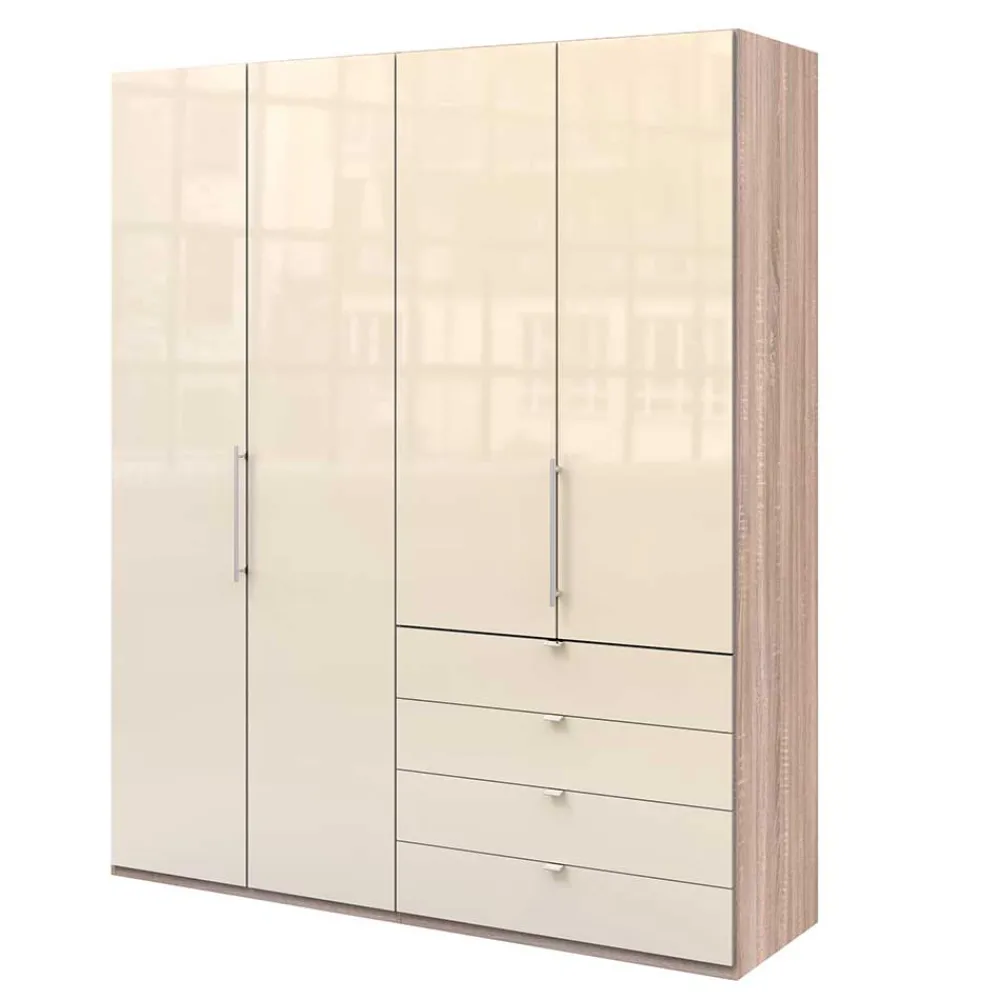 Wohnen Hoher Schlafzimmerschrank 2-türig & 4 Schubladen - Rativian