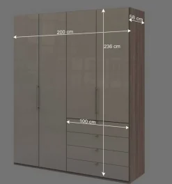 Wohnen Hoher Schlafzimmerschrank 2-türig & 4 Schubladen - Rativian