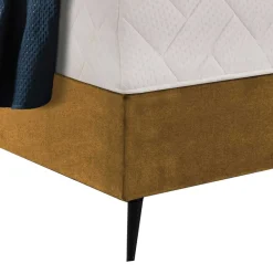 Wohnen Hohes Boxspringbett in Senfgelb Velours - Ejulia