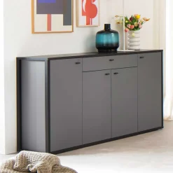 Wohnen Hohes Sideboard in Grau & Anthrazit - Ridona