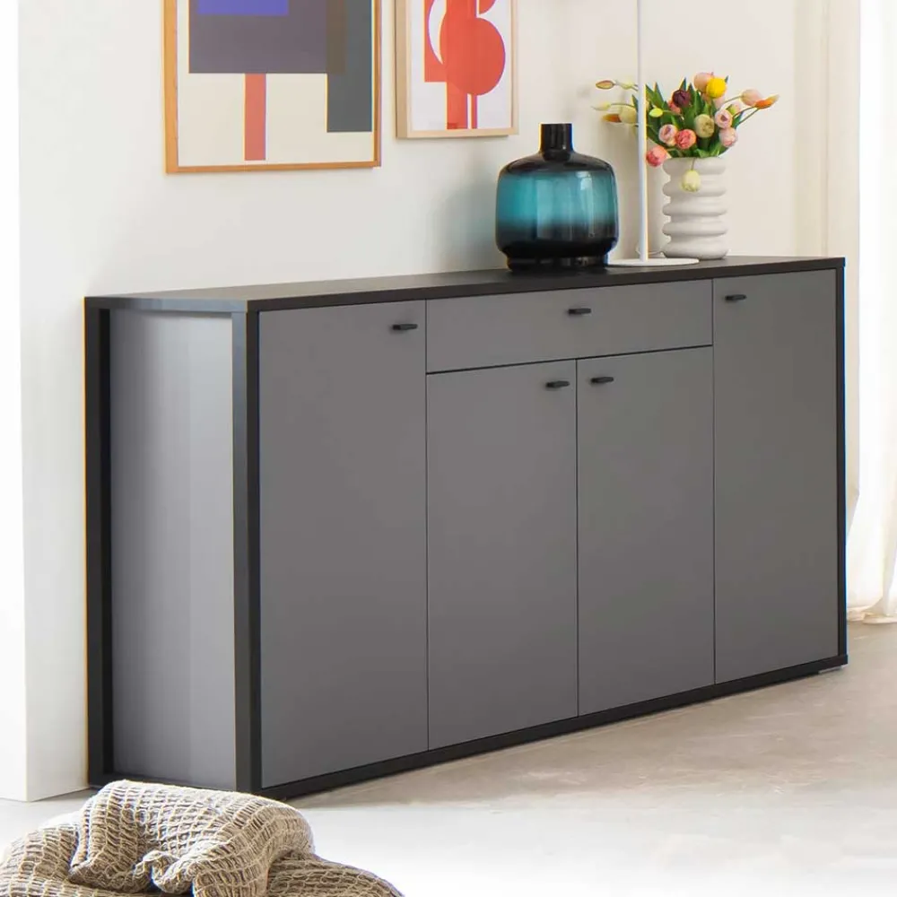 Wohnen Hohes Sideboard in Grau & Anthrazit - Ridona