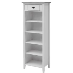 Wohnen Massivholzmöbel|Skandinavische Möbel*Holz Badregal mit Schublade in Weiß & Grau - Mirandesca