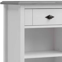 Wohnen Massivholzmöbel|Skandinavische Möbel*Holz Badregal mit Schublade in Weiß & Grau - Mirandesca