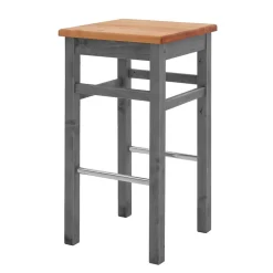 Wohnen Holz Barhocker in Grau und Kiefer Lauge - Ziamora