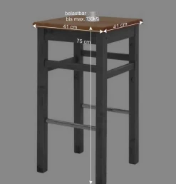 Wohnen Holz Barhocker in Grau und Kiefer Lauge - Ziamora