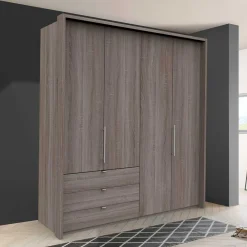 Wohnen Jugendzimmerschränke*Holz Dekor Schlafzimmerschrank mit Falttüren - Crenba