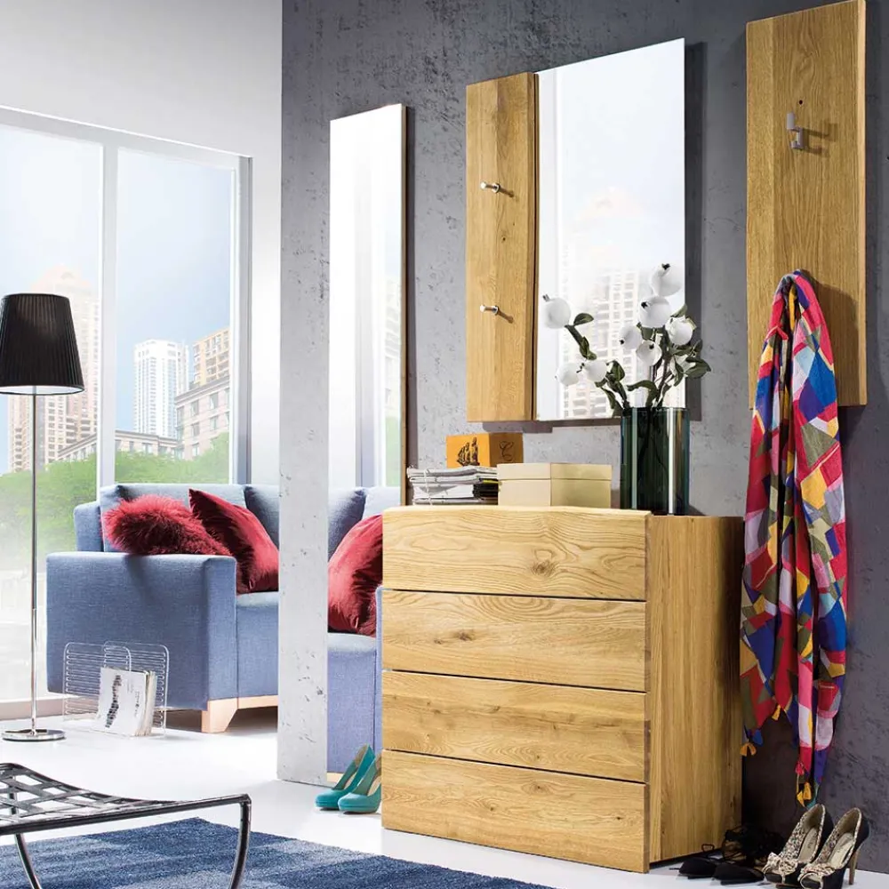 Wohnen Holz Garderoben Set aus Eiche - Avidora (vierteilig)