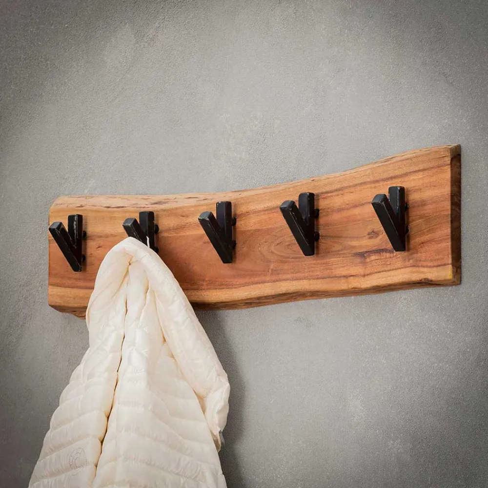 Wohnen Bürogarderoben|Garderoben*Holz Hängegarderobe mit Baumkante - Isnios