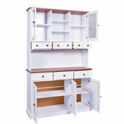 Wohnen Holz Landhaus Büfett in Weiß Braun - Vatina