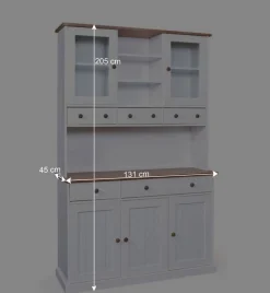 Wohnen Holz Landhaus Büfett in Weiß Braun - Vatina