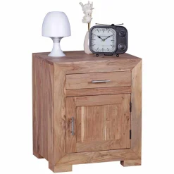 Wohnen Nachttische*Holz Nachtschränkchen Vislan mit Schublade und Schrankfach