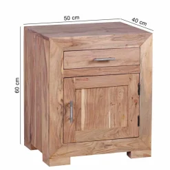 Wohnen Nachttische*Holz Nachtschränkchen Vislan mit Schublade und Schrankfach