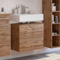 Wohnen Holz Optik Waschbeckenunterschrank 60x54x35 cm - Lemnas