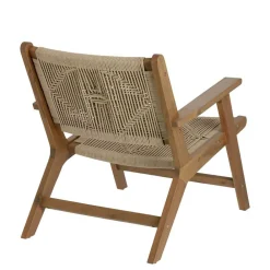 Wohnen Holz Sessel mit Kordel Geflecht in Beige - Rave