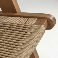 Wohnen Holz Sessel mit Kordel Geflecht in Beige - Rave