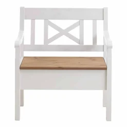 Wohnen Holzbank Lugon in Weiß Laugenfarben