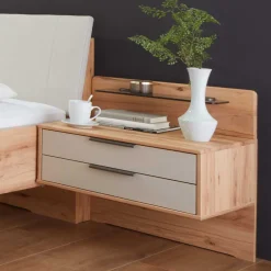 Wohnen Graue Möbel|Betten*Holzbett & Nachtkommoden - Krofun (dreiteilig)