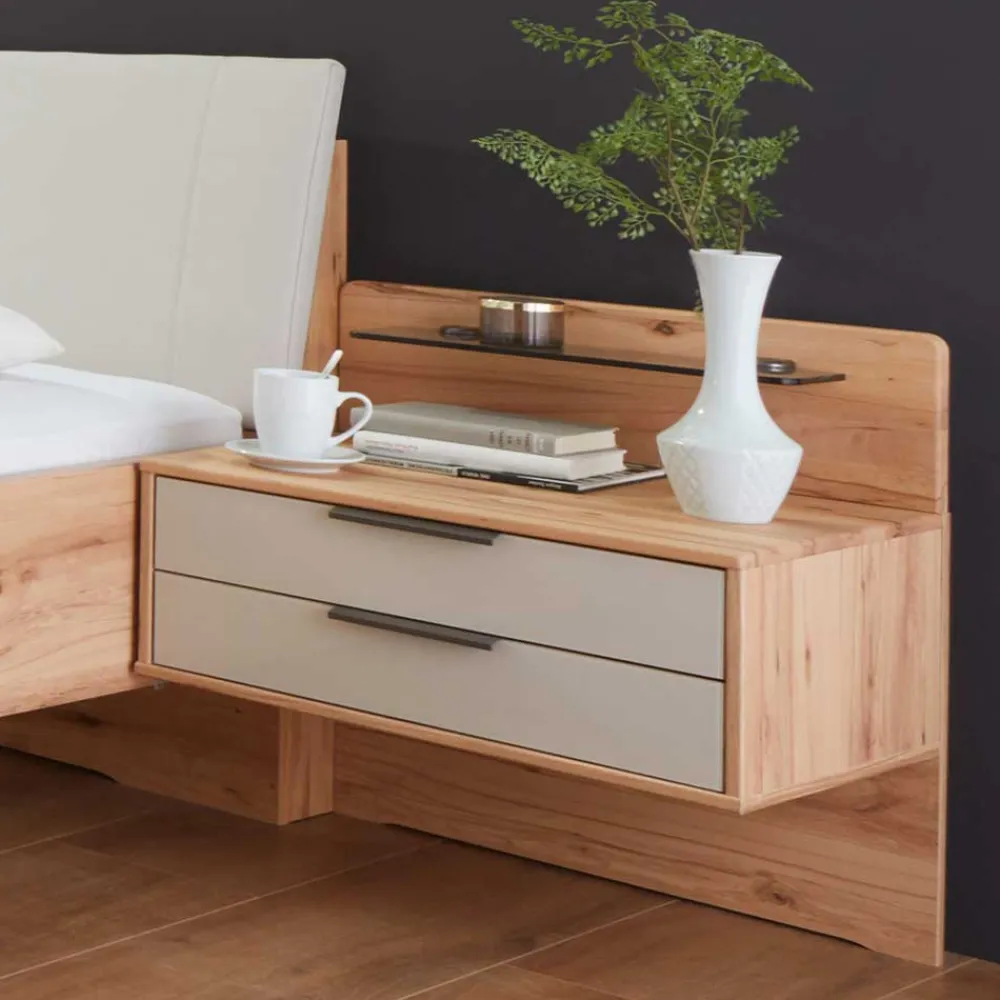 Wohnen Graue Möbel|Betten*Holzbett & Nachtkommoden - Krofun (dreiteilig)