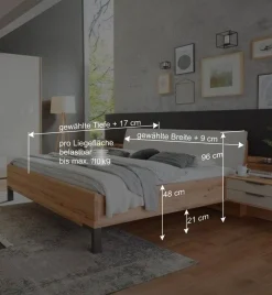 Wohnen Graue Möbel|Betten*Holzbett & Nachtkommoden - Krofun (dreiteilig)
