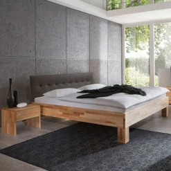 Wohnen Holzbett Abraham mit Polsterkopfteil (dreiteilig)