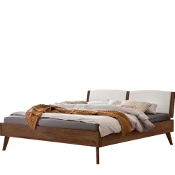 Wohnen Holzbett in Nussbaum Braun mit Weiß - Bacaro