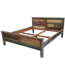 Wohnen Holzbett Jamaica in Braun Bunt