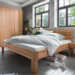 Wohnen Holzbett mit Kopfteil aus Kernbuche - Izmaldon