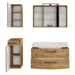 Wohnen Badezimmer Komplett*Holzdekor Badezimmermöbel Kombi - Arazony (vierteilig)