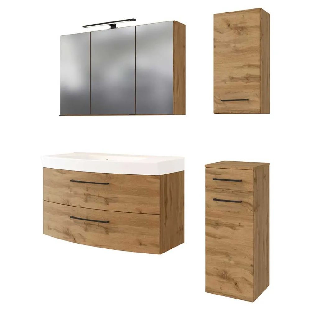 Wohnen Badezimmer Komplett*Holzdekor Badezimmermöbel Kombi - Arazony (vierteilig)