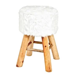Wohnen Holzhocker Vanstatim mit Fellbezug