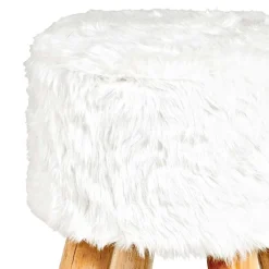 Wohnen Holzhocker Vanstatim mit Fellbezug